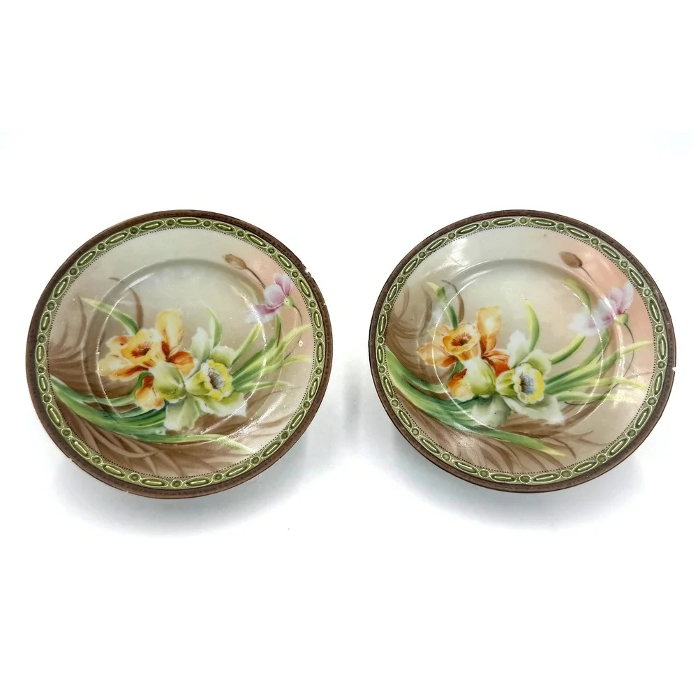 Hand Painted Nippon Floral Plates 6.25